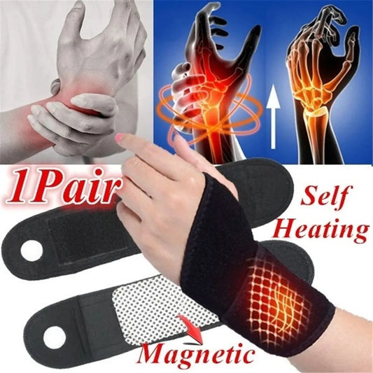 Tourmaline Self-Heating Wrist Brace 1 Pair  Sports Protection Wrist Belt Far Infrared Magnetic Therapy Pads Braces Wrist Brace ShopOnlyDeal