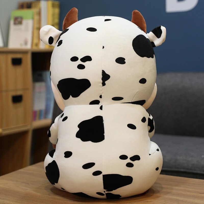 Cute Smiling Milk Cow Stuffed Farm Animal 1 pc 25~55cm Sitting Plush Toy Children Christmas Birthday Gift Dropshipping ShopOnlyDeal