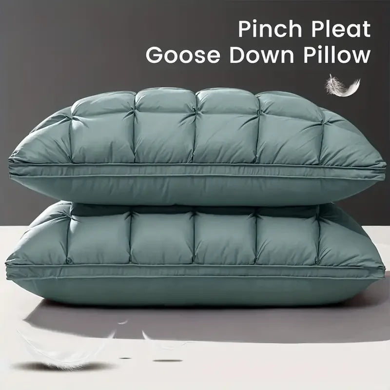 1 pc Luxury Goose Down Pillow 600 Thread Count Goose Feather Filling Medium Firm Soft Bed Pillow Green Twin King Queen Size ShopOnlyDeal