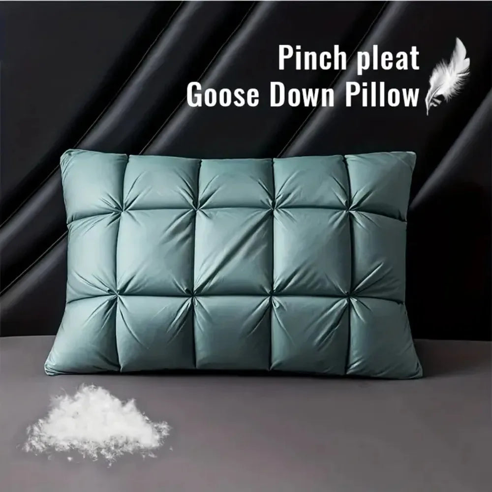 Luxury Goose Down Pillow 600 Thread Count  1pcs Goose Feather Filling Medium Firm Soft Bed Pillow Green Twin King Queen Size ShopOnlyDeal