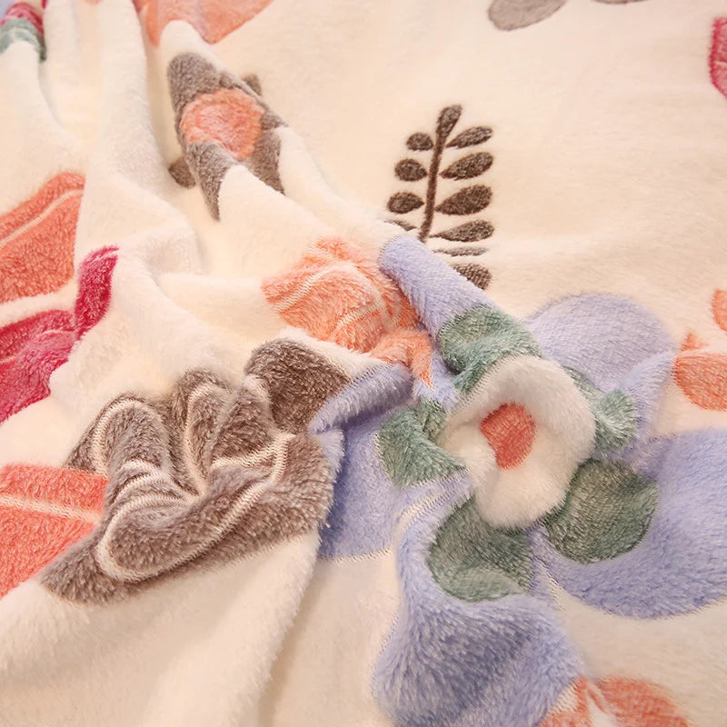 Warm Coral Fleece Duvet Cover for Winter Flower Printed Thick housse de couette Soft Flannle Blanket dekbedovertrek 240x220 ShopOnlyDeal