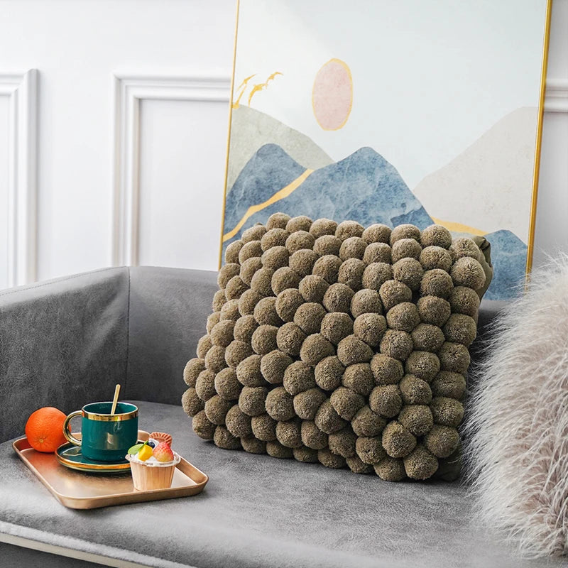Handmade Ball Design Cushion Cover  Home Decorations Plush Pillow Covers  For Sofa Chair Nordic Luxury Decorative Pillowcase ShopOnlyDeal