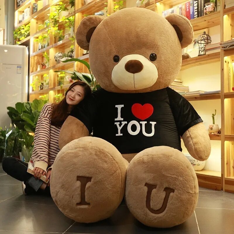 Giant Plush Toy 100cm Teddy Bear T-Shirt Soft Stuffed Animals Pillow Dolls Grilfriend Kids Wife Birthday Valentines Day Decor ShopOnlyDeal