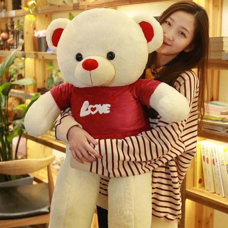 Giant Plush Toy 100cm Teddy Bear T-Shirt Soft Stuffed Animals Pillow Dolls Grilfriend Kids Wife Birthday Valentines Day Decor ShopOnlyDeal