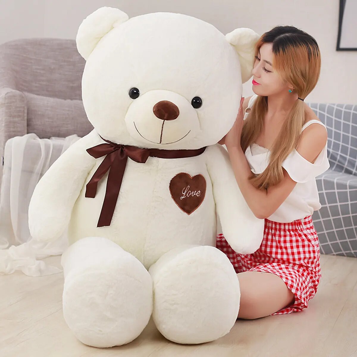 Giant Plush Toy 100cm Teddy Bear T-Shirt Soft Stuffed Animals Pillow Dolls Grilfriend Kids Wife Birthday Valentines Day Decor ShopOnlyDeal