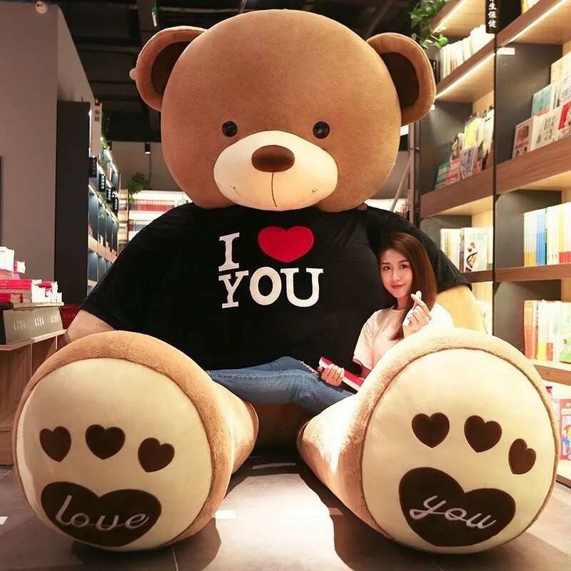 Giant Plush Toy 100cm Teddy Bear T-Shirt Soft Stuffed Animals Pillow Dolls Grilfriend Kids Wife Birthday Valentines Day Decor ShopOnlyDeal