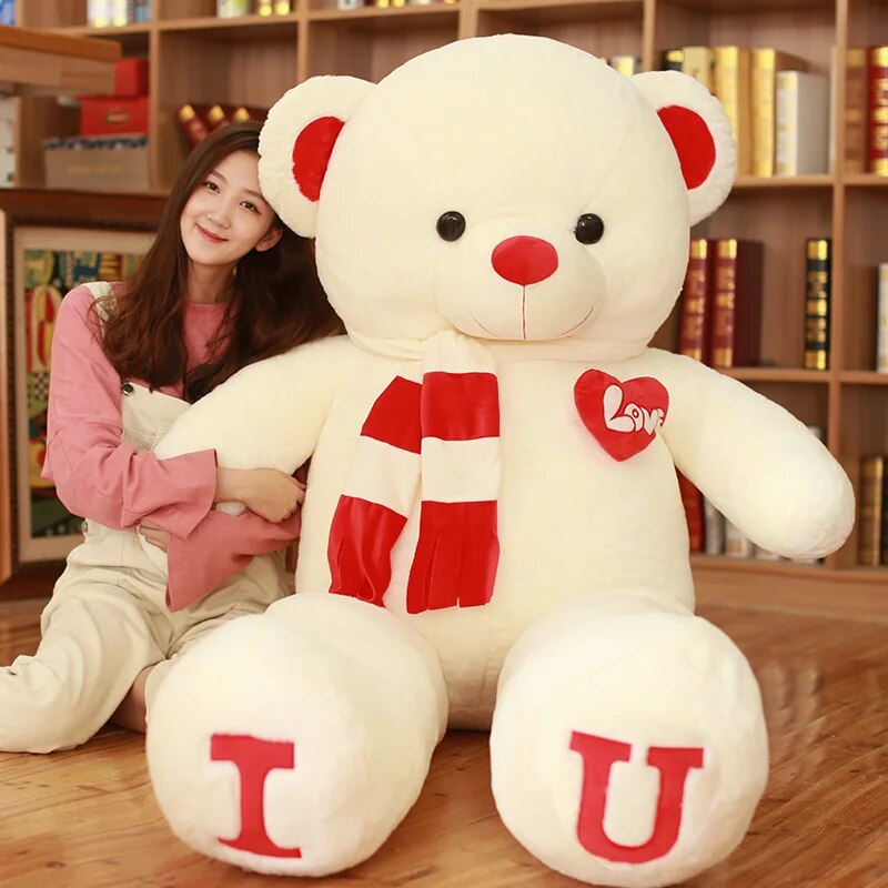 Giant Plush Toy 100cm Teddy Bear T-Shirt Soft Stuffed Animals Pillow Dolls Grilfriend Kids Wife Birthday Valentines Day Decor ShopOnlyDeal