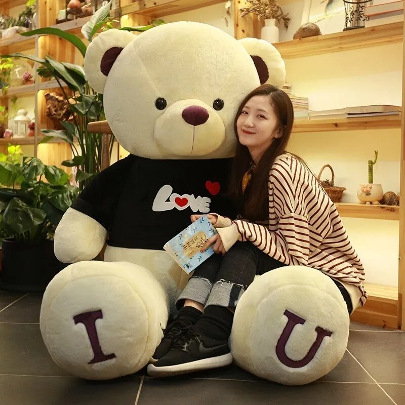 Giant Plush Toy 100cm Teddy Bear T-Shirt Soft Stuffed Animals Pillow Dolls Grilfriend Kids Wife Birthday Valentines Day Decor ShopOnlyDeal