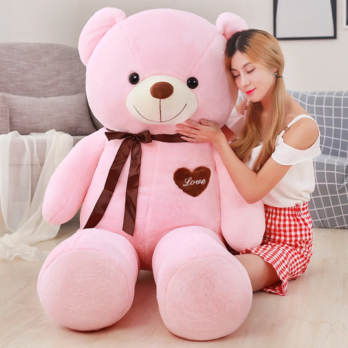 Giant Plush Toy 100cm Teddy Bear T-Shirt Soft Stuffed Animals Pillow Dolls Grilfriend Kids Wife Birthday Valentines Day Decor ShopOnlyDeal