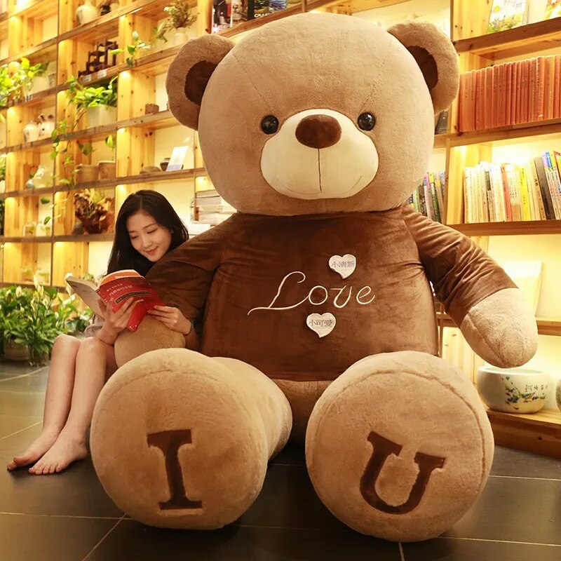 Giant Plush Toy 100cm Teddy Bear T-Shirt Soft Stuffed Animals Pillow Dolls Grilfriend Kids Wife Birthday Valentines Day Decor ShopOnlyDeal