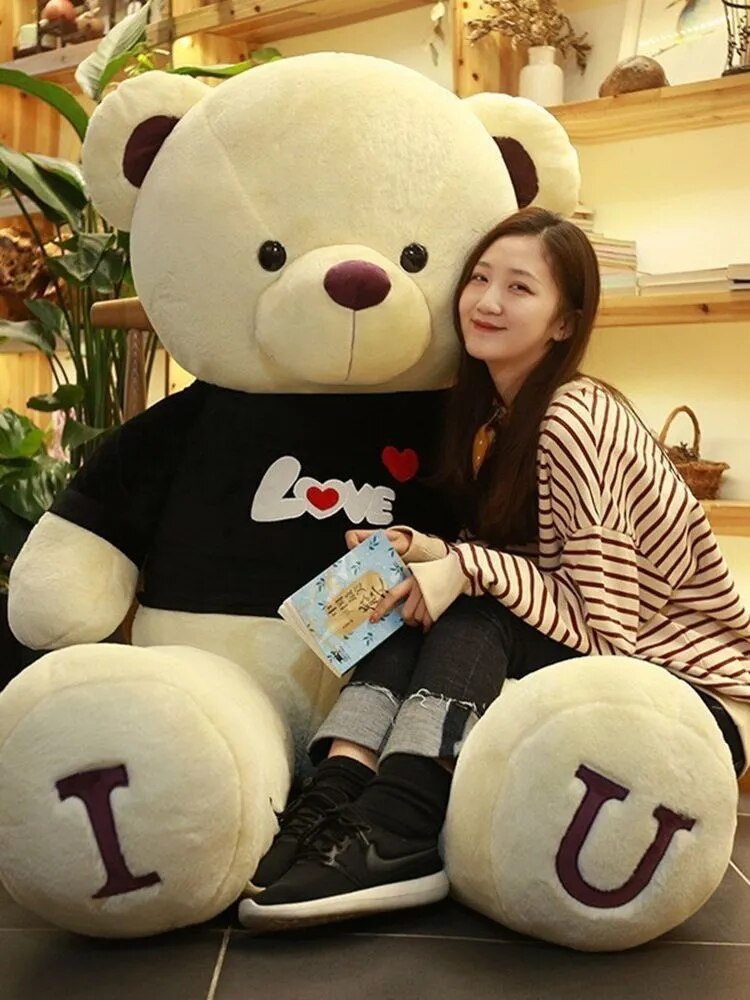 Giant Plush Toy 100cm Teddy Bear T-Shirt Soft Stuffed Animals Pillow Dolls Grilfriend Kids Wife Birthday Valentines Day Decor ShopOnlyDeal