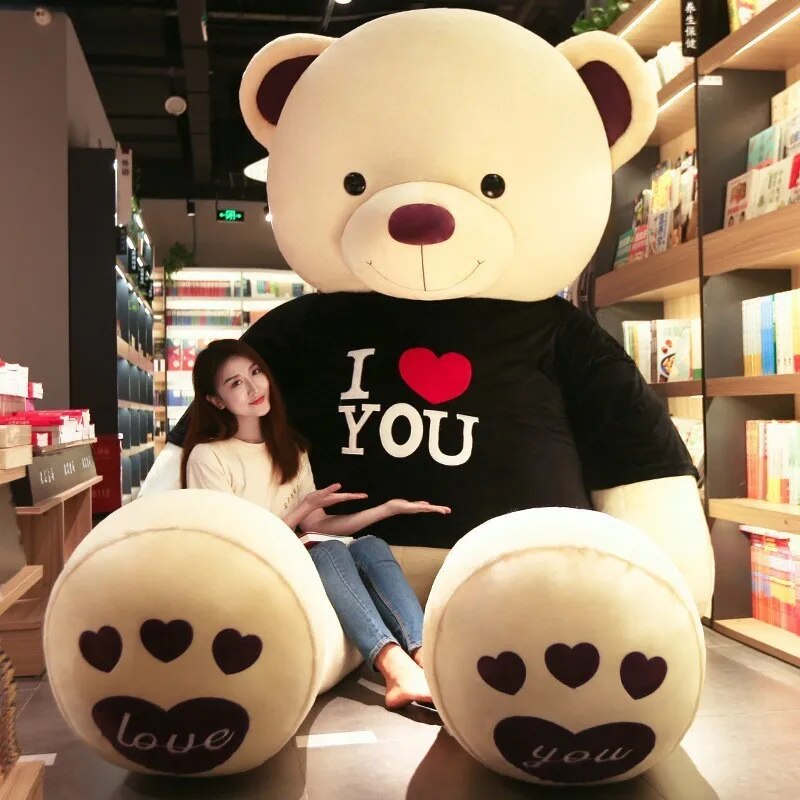 Giant Plush Toy 100cm Teddy Bear T-Shirt Soft Stuffed Animals Pillow Dolls Grilfriend Kids Wife Birthday Valentines Day Decor ShopOnlyDeal