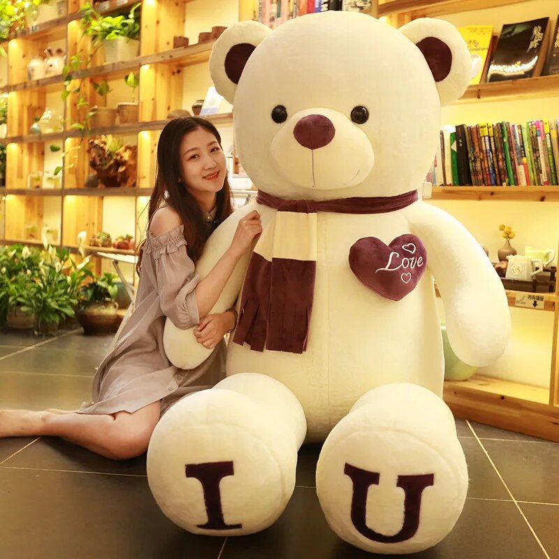 Giant Plush Toy 100cm Teddy Bear T-Shirt Soft Stuffed Animals Pillow Dolls Grilfriend Kids Wife Birthday Valentines Day Decor ShopOnlyDeal