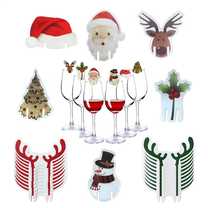 Christmas Cup Card Santa Hat Wine Glass Decor 10PCS Ornaments Navidad Noel New Year Gift Christmas Decorations ShopOnlyDeal