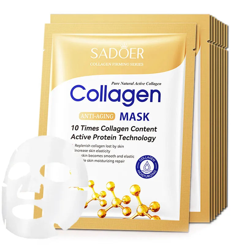 Collagen Mask 10pcs Anti-wrinkle Collagen Face Mask Moisturizing Anti-aging Repair Brightening skincare Face Sheet Mask Facial Masks Skin Care ShopOnlyDeal