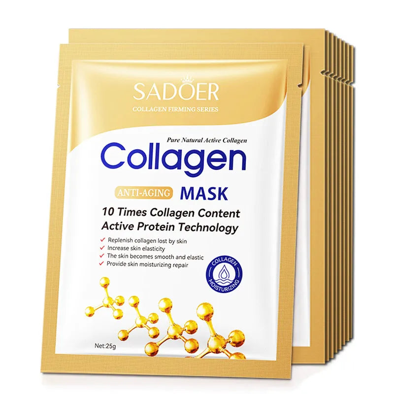 Collagen Mask 10pcs Anti-wrinkle Collagen Face Mask Moisturizing Anti-aging Repair Brightening skincare Face Sheet Mask Facial Masks Skin Care ShopOnlyDeal