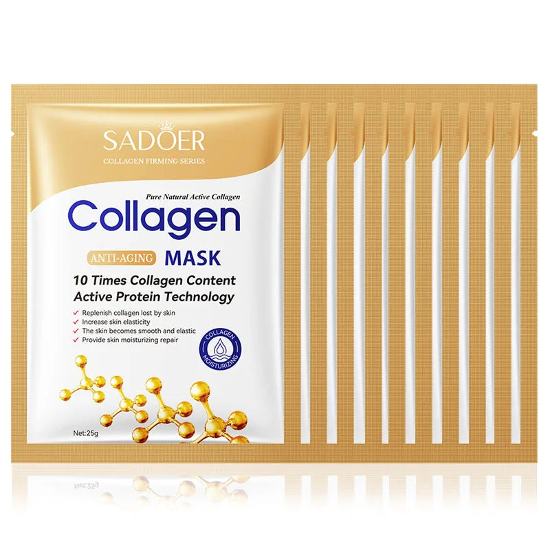 Collagen Mask 10pcs Anti-wrinkle Collagen Face Mask Moisturizing Anti-aging Repair Brightening skincare Face Sheet Mask Facial Masks Skin Care ShopOnlyDeal