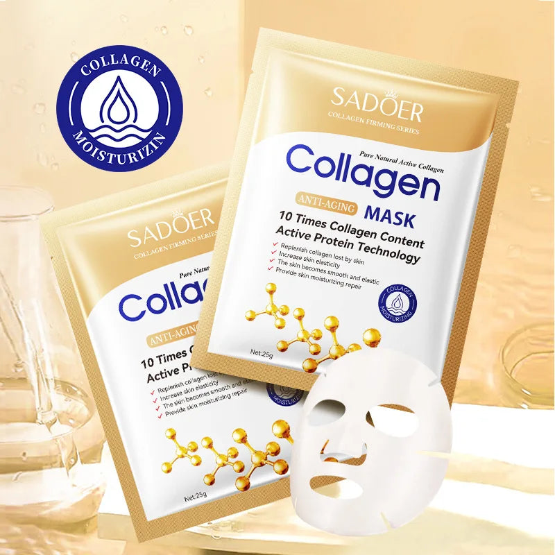 Collagen Mask 10pcs Anti-wrinkle Collagen Face Mask Moisturizing Anti-aging Repair Brightening skincare Face Sheet Mask Facial Masks Skin Care ShopOnlyDeal