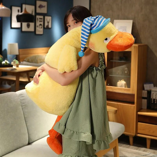 Giant Lazy Yellow Duck Plush Toys 110cm Fluffy Sleep Pillow Cute Animal Stuffed Swan Goose Soft Dolls Floor Mat Kids Girls Gift ShopOnlyDeal