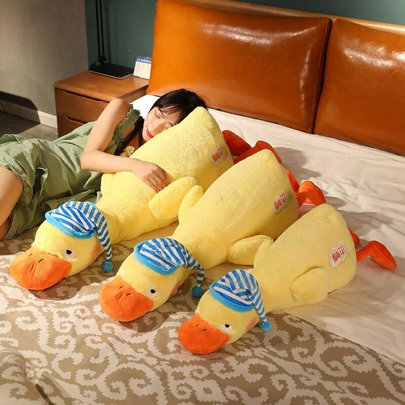 Giant Lazy Yellow Duck Plush Toys 110cm Fluffy Sleep Pillow Cute Animal Stuffed Swan Goose Soft Dolls Floor Mat Kids Girls Gift ShopOnlyDeal