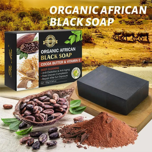 Organic African Back Soap 120g Cocoa Bean Vitamin E Soap African Black Soap Whitening Handmade Soap For Acne Removal Deep Cleansing Soap Skin E0B7 ShopOnlyDeal