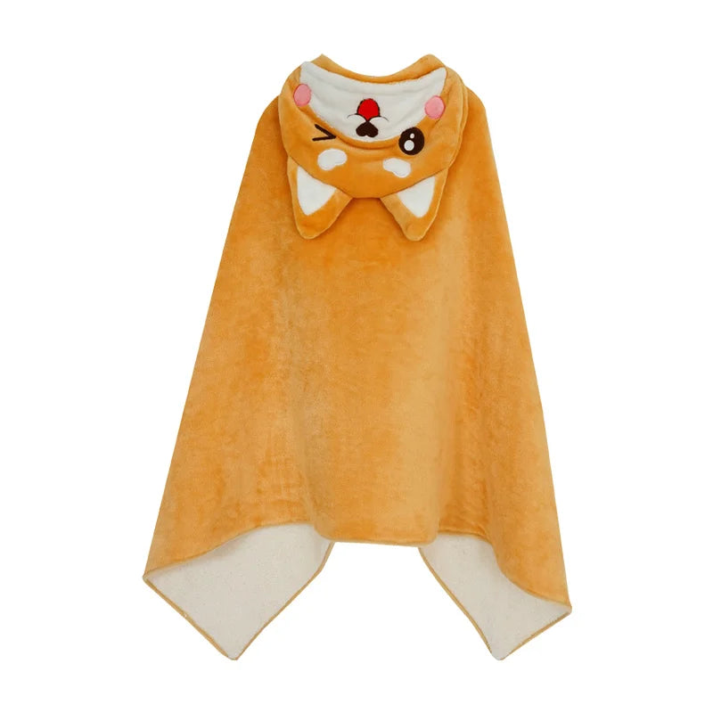 Shiba Inu Flannel 140/170cm Cartoon Dog  Plush Cloak Lovely Animal Blanket Flannel Fabric Shawl Warm Winter Gift for Baby Girl Xmas Toys ShopOnlyDeal