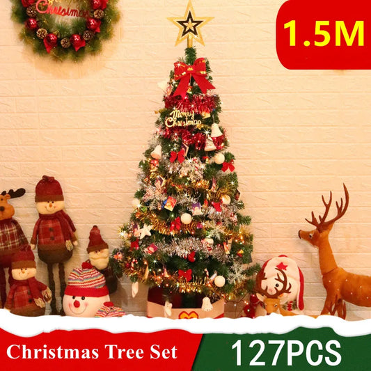 Artificial Christmas Tree Christmas Decoration Set 150CM 127PCS/Set Holiday Decor Light String Foldable Christmas Tree ShopOnlyDeal