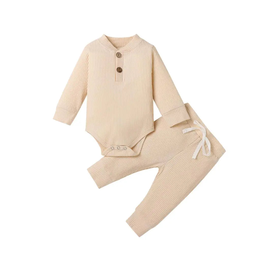 16 Colors Baby Solid Knit Sets Newborn Infant Girls Boys Fall Winter Long Sleeve Romper + Elastic Pants Toddler Outfit 0-24M ShopOnlyDeal