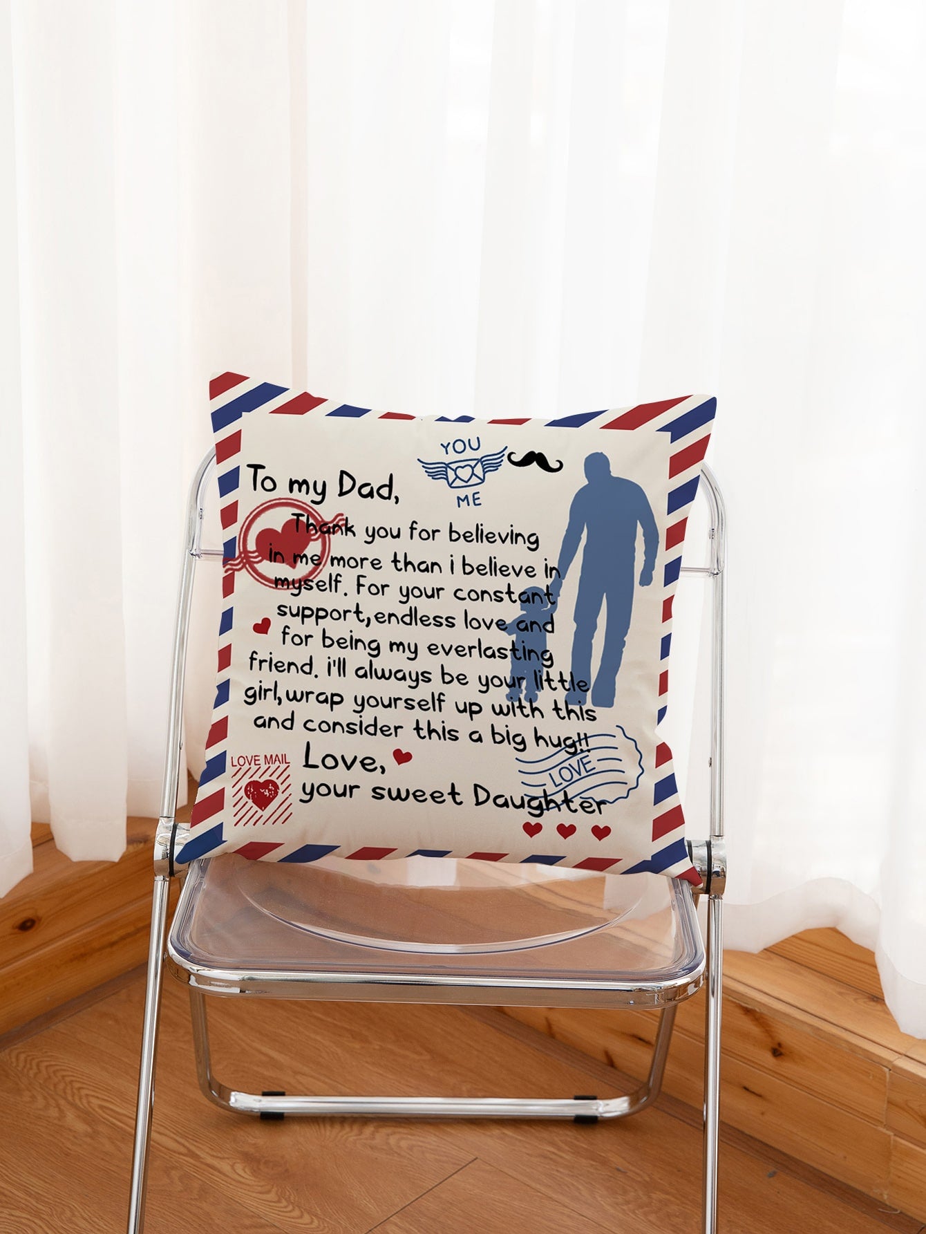 Father's Day Pillow Case Figure & Slogan Graphic Cushion Cover Without Filler Uptrends