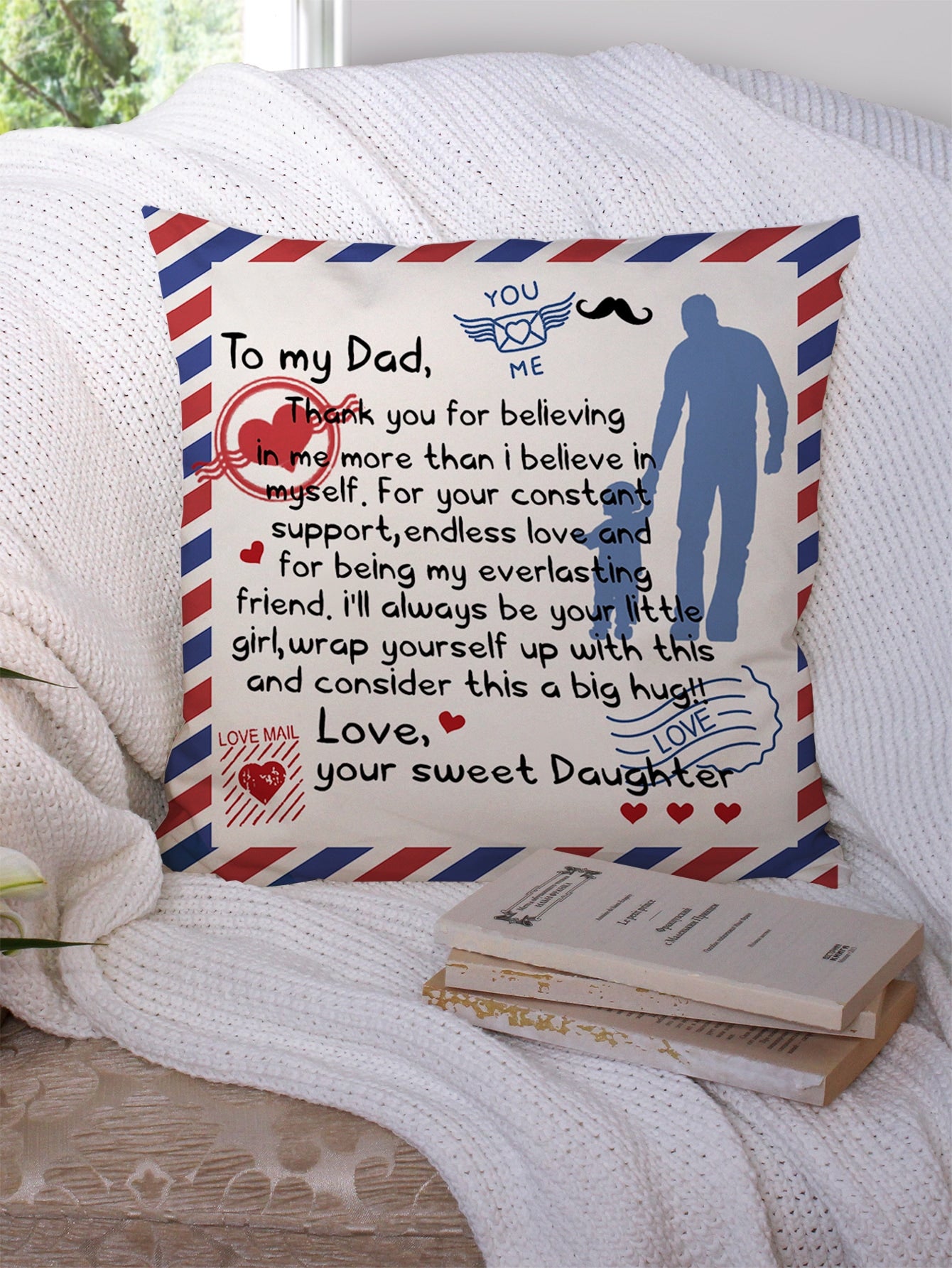 Father's Day Pillow Case Figure & Slogan Graphic Cushion Cover Without Filler Uptrends