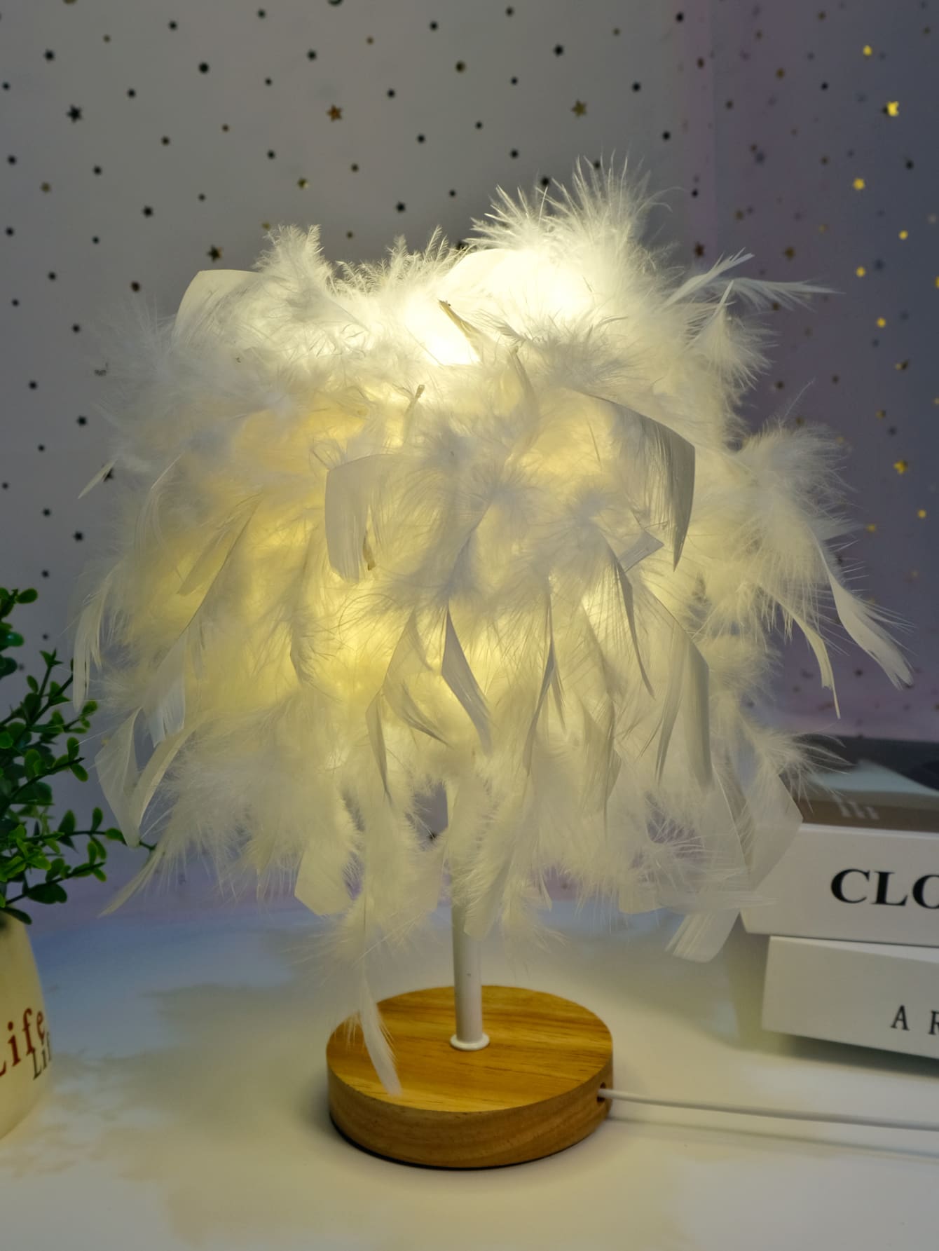 Pink Feather Night Light, Home decor, Warm Lightness Table Lamp For Home Decor ShopOnlyDeal