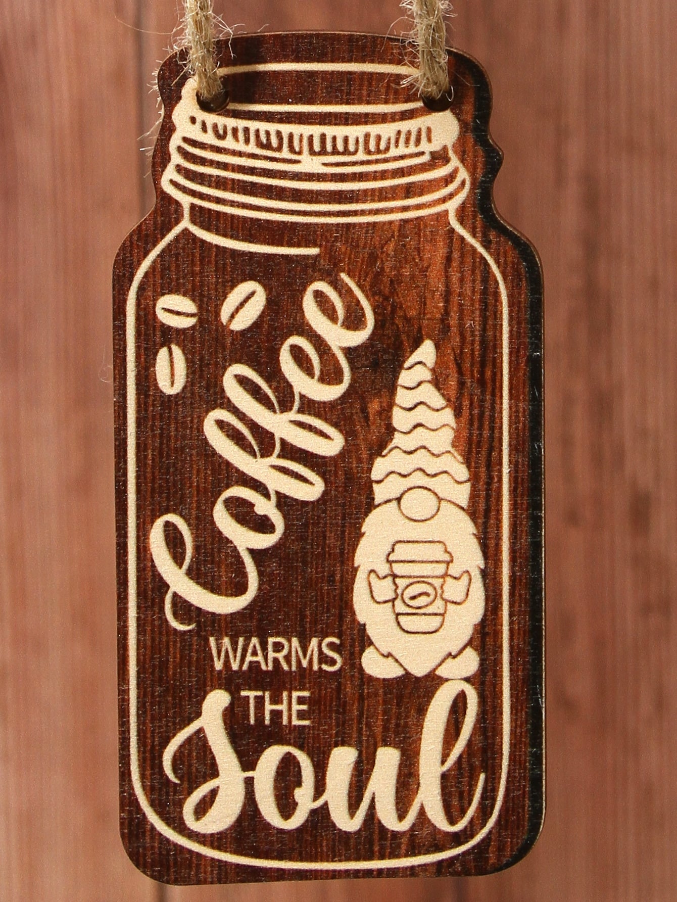 Coffee Hanging Signs 4pcs Gnome & Letter Graphic Wooden Wall Hanging ShopOnlyDeal