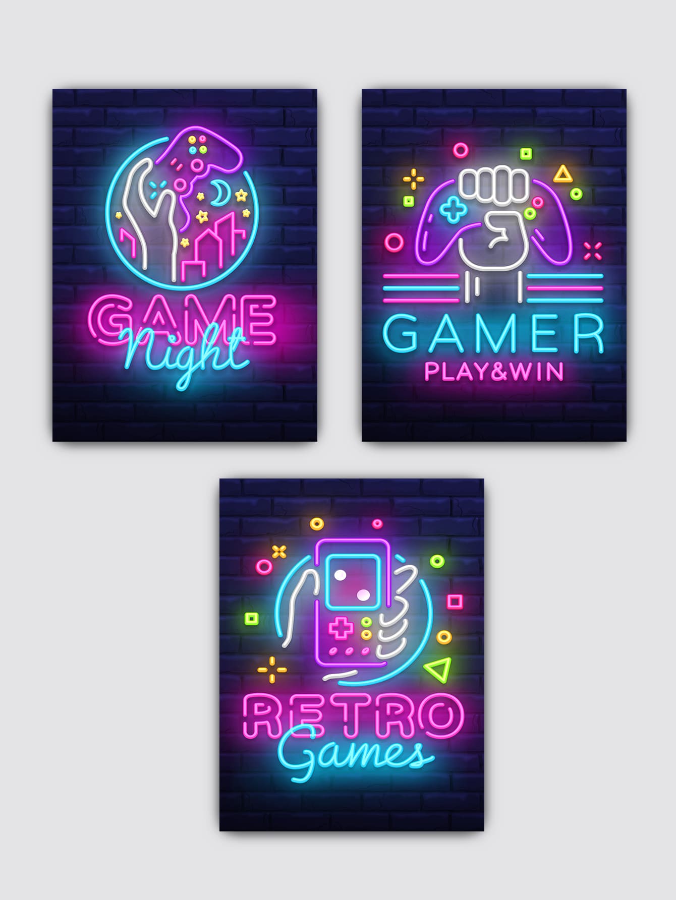 Retro Game Controller Graphic Unframed Poster 3pcs ShopOnlyDeal