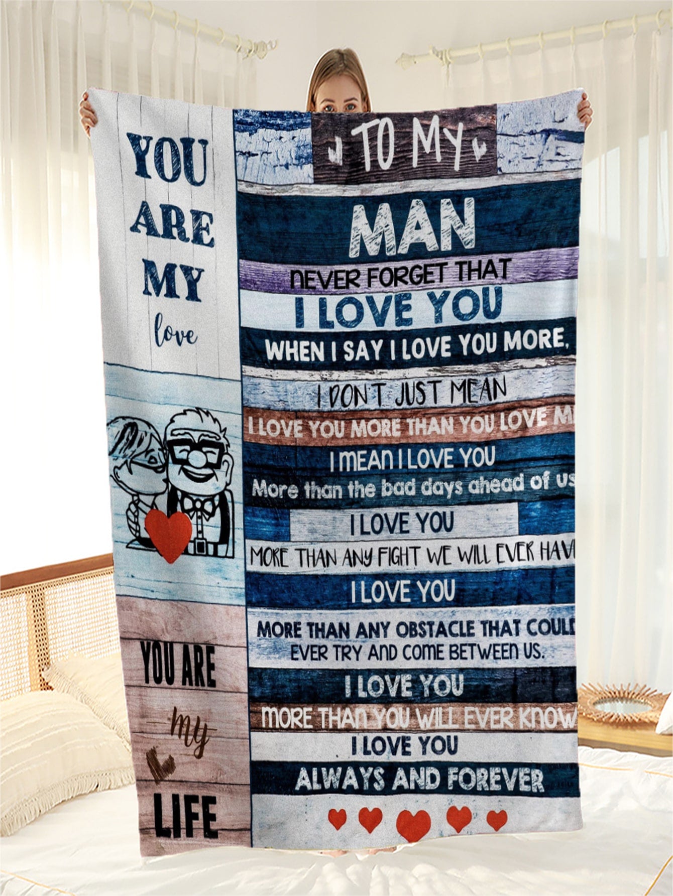 To My Man 1pc Figure & Slogan Graphic Blanket, Polyester Fabric Soft & Warm Bedding For For Bed Sofa ShopOnlyDeal