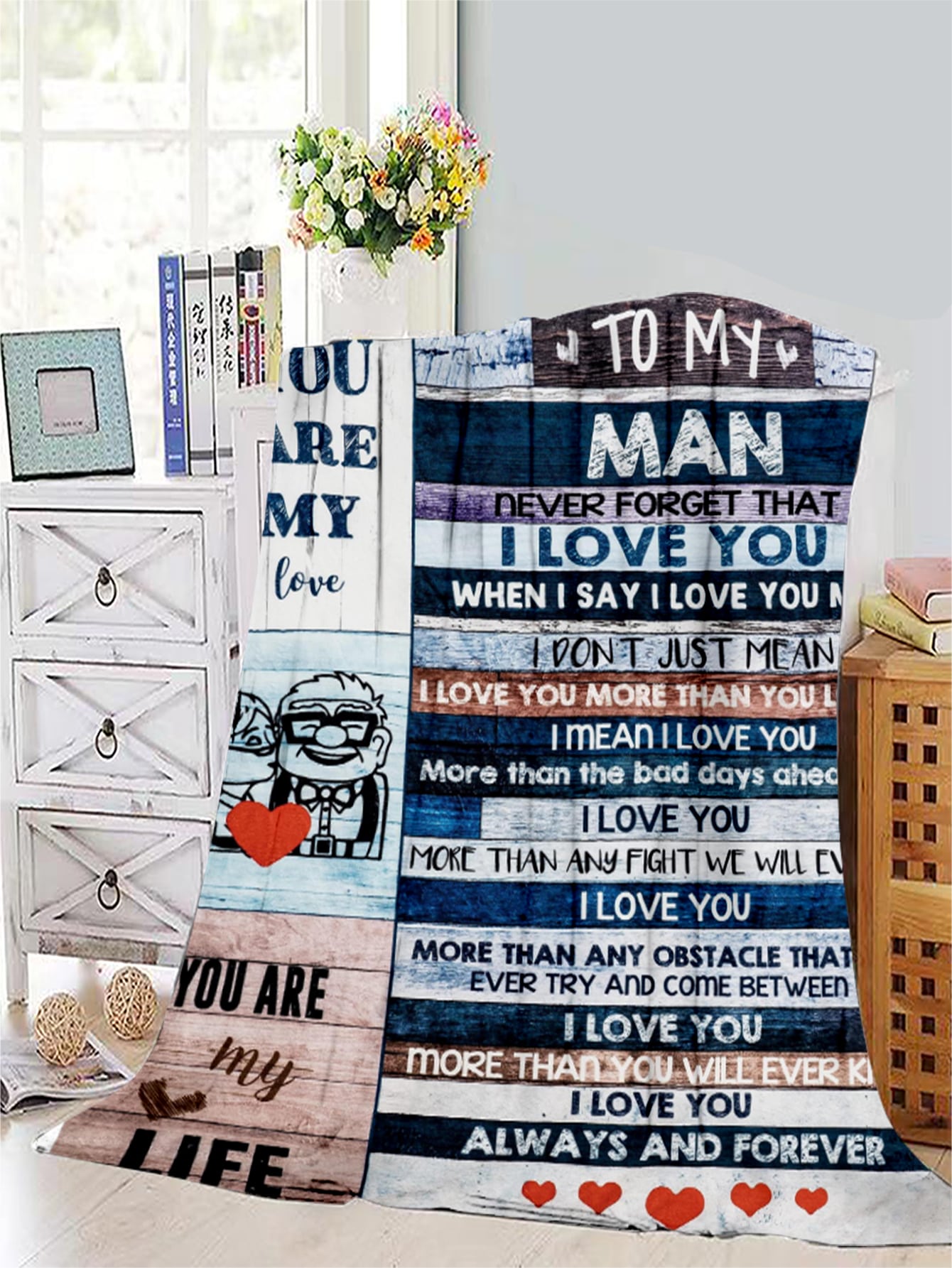 To My Man 1pc Figure & Slogan Graphic Blanket, Polyester Fabric Soft & Warm Bedding For For Bed Sofa ShopOnlyDeal