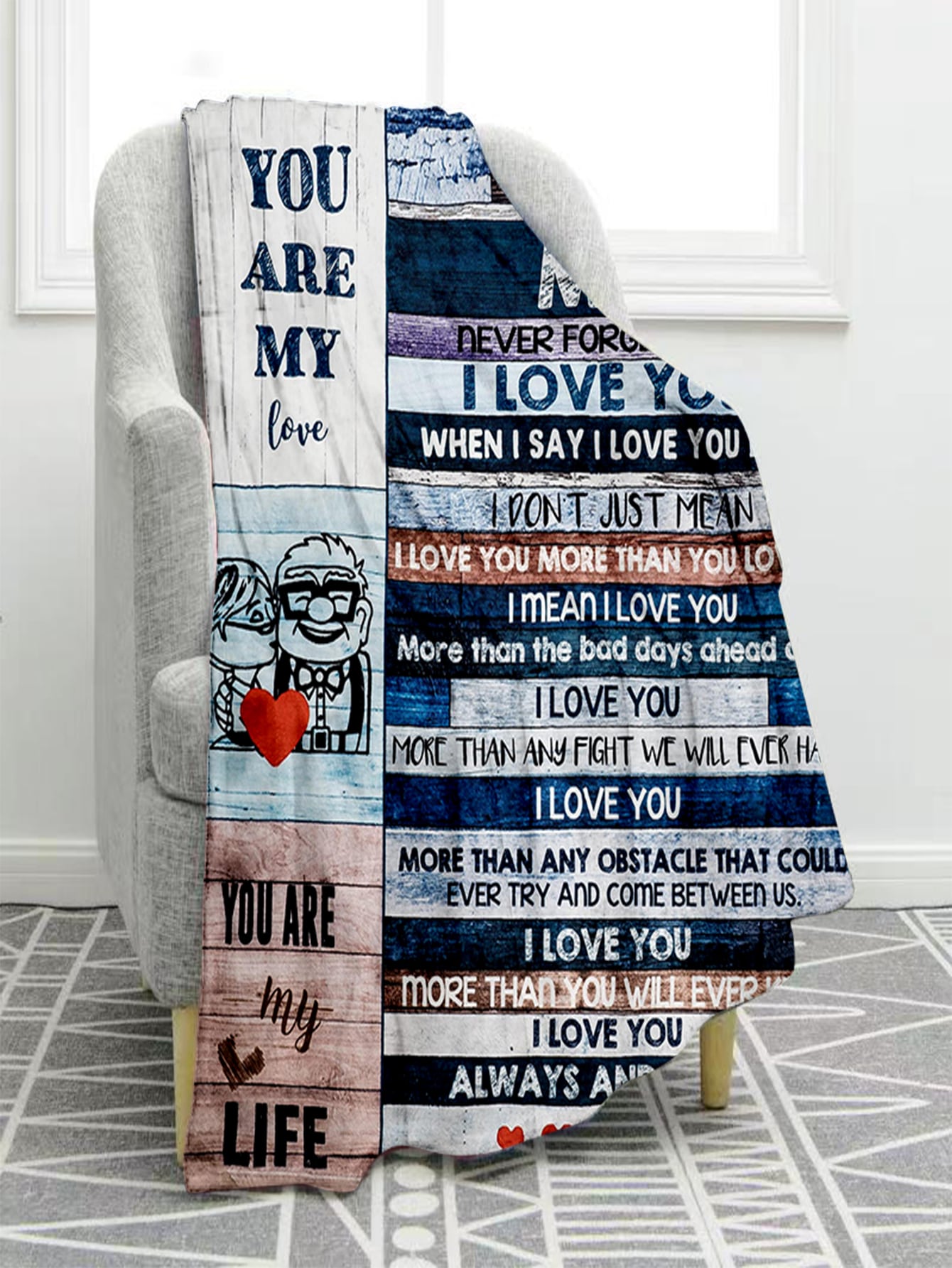 To My Man 1pc Figure & Slogan Graphic Blanket, Polyester Fabric Soft & Warm Bedding For For Bed Sofa ShopOnlyDeal