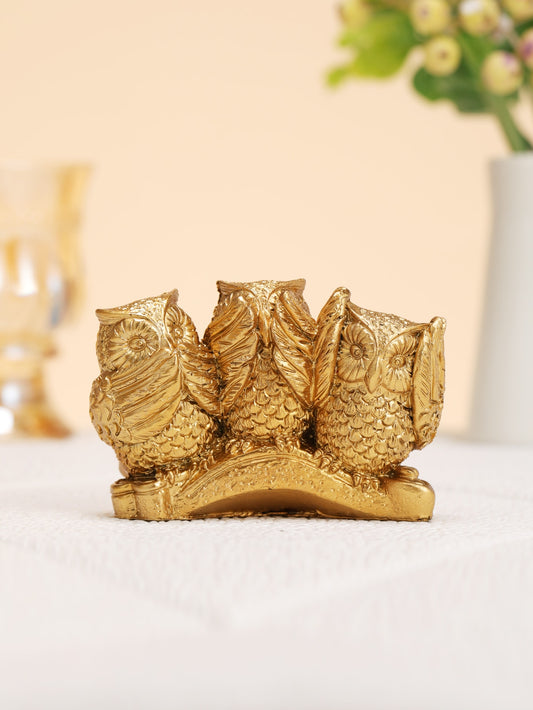 Owl Design Decoration - See No Evil Hear No Evil Hear No Evil Hole Craft Gold Color Luxury ShopOnlyDeal