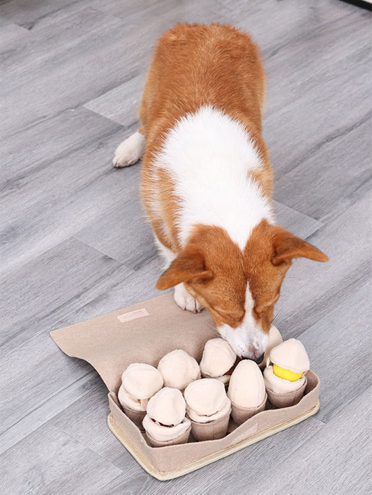 Slow Feeding For Dog Cartoon Egg and Chicken Design Pet Leaking Toy For Dogs Slow Feeding Mat Durable Dog Interactive Mat With Squeaky Puzzle Toys Plush Eggs Toys For Nose ShopOnlyDeal