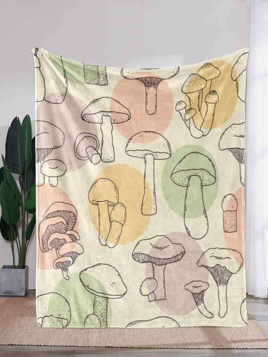 Mushroom Pattern Blanket - Home Decoration - Perfect for Living Room, Bedroom, and Nursery ShopOnlyDeal
