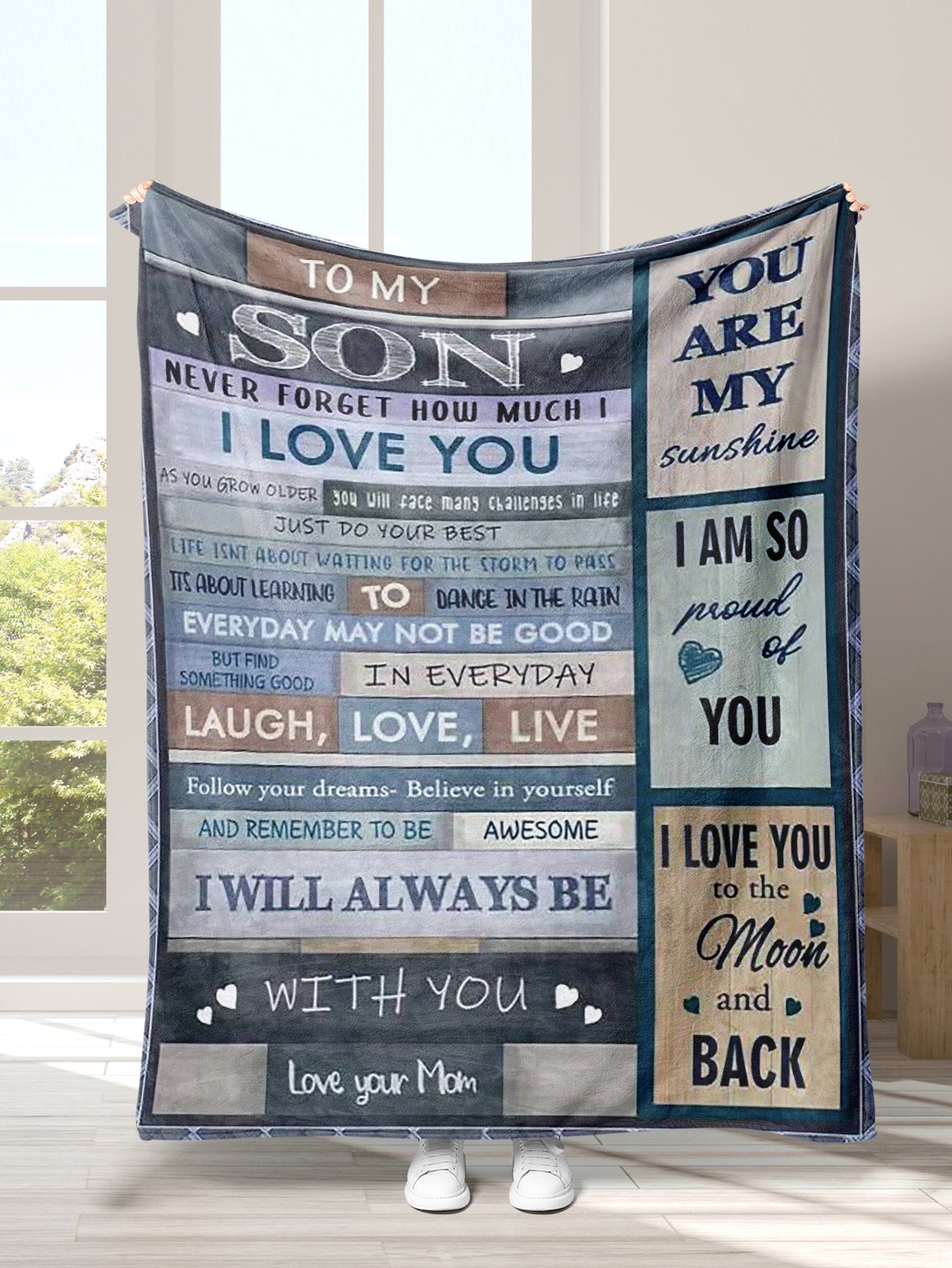 To My Son Blanket 1pc Print Throw Blanket, TO MY SON Flannel Blanket, Soft & Warm Bedding ShopOnlyDeal