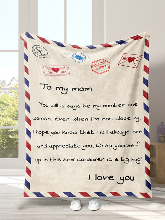 To My Mom 1pc Letter Graphic Blanket, Modern Fabric To My Mom Letter Graphic Bed Blanket For Home ShopOnlyDeal