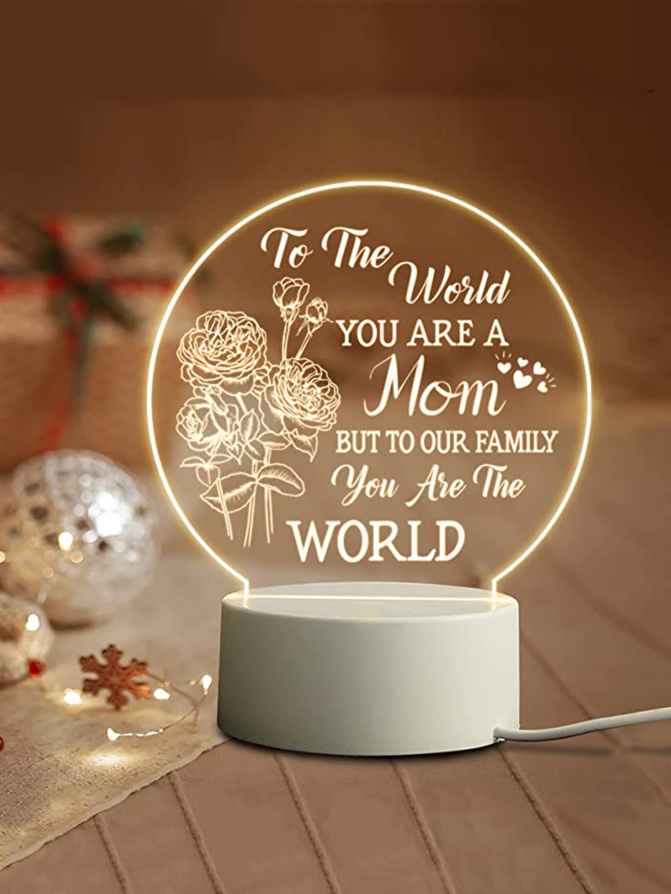 To My Mom 1pc 8 Led Decoration Light, Creative Floral & Slogan Graphic Decorative Light For Mother's Day ShopOnlyDeal