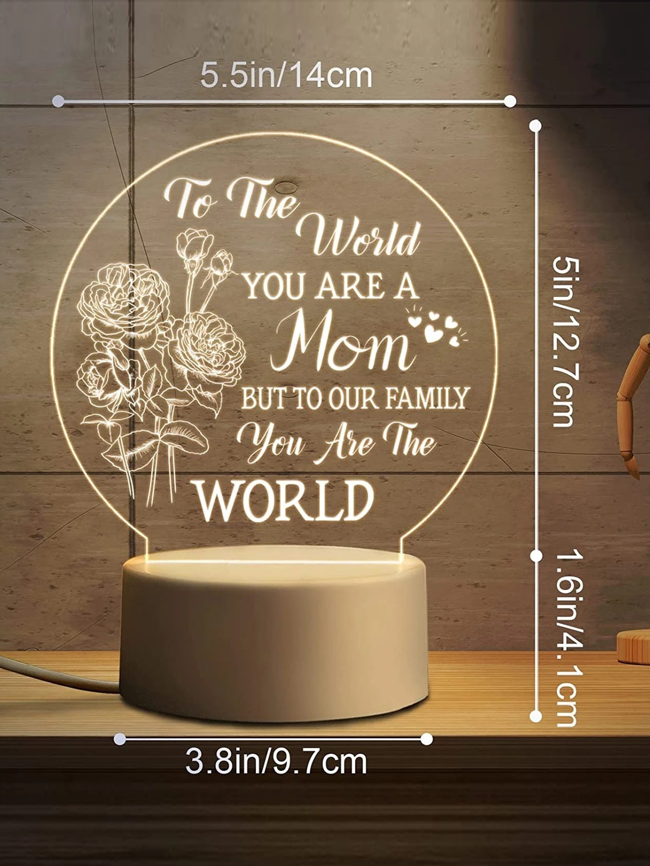 To My Mom 1pc 8 Led Decoration Light, Creative Floral & Slogan Graphic Decorative Light For Mother's Day ShopOnlyDeal