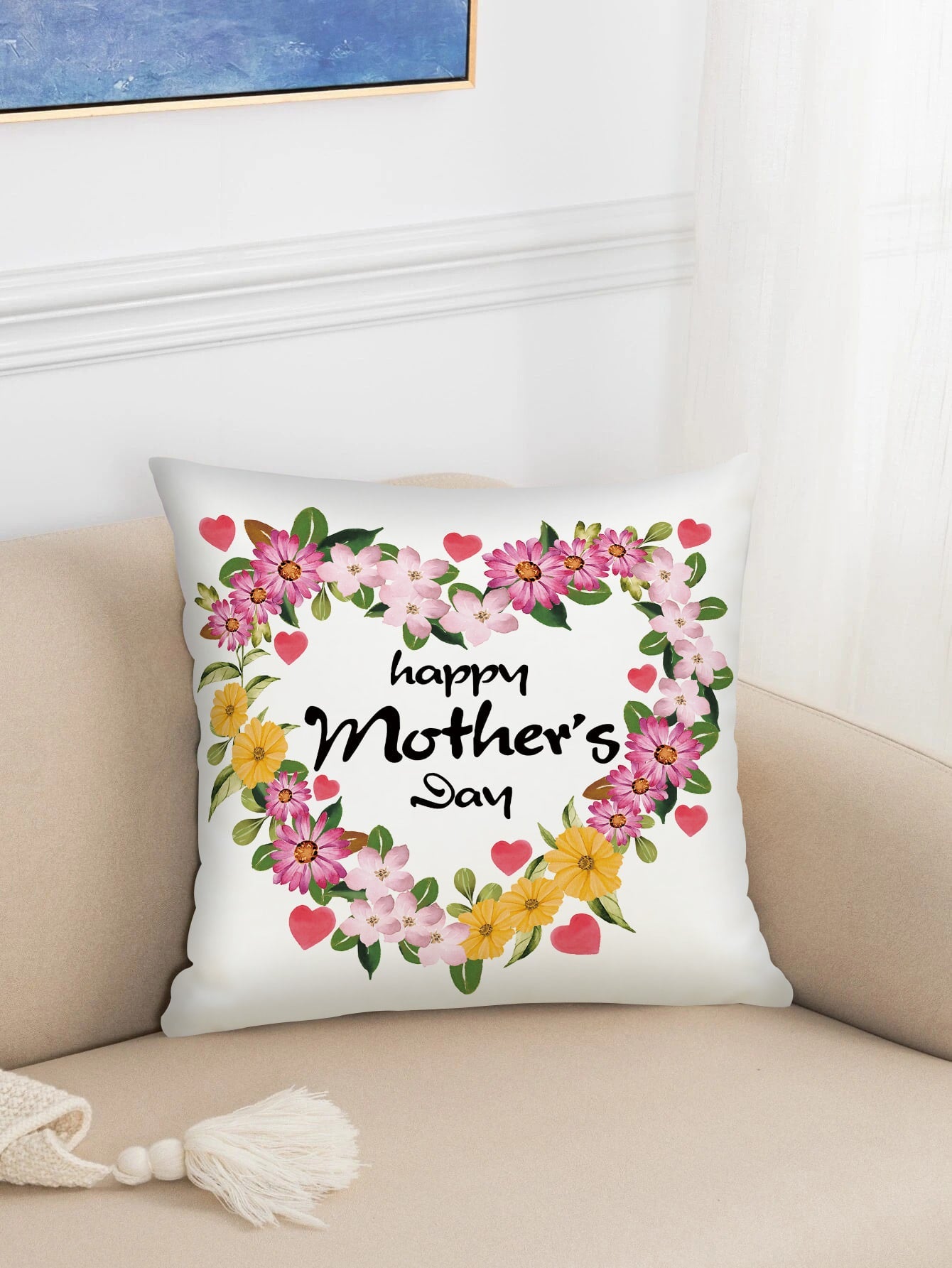 Mother's Day Flower Pattern Decorative Throw Pillow Case, Modern Flannelette Cushion Cover For Living Room, Home Decor, Mother's Day ShopOnlyDeal