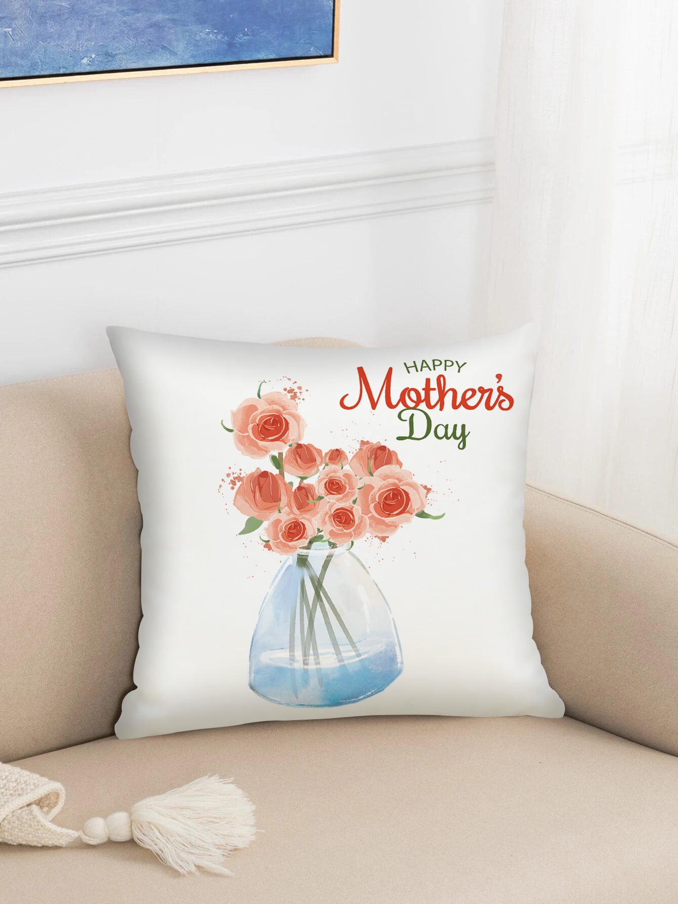 Mother's Day Flower Pattern Decorative Throw Pillow Case, Modern Flannelette Cushion Cover For Living Room, Home Decor, Mother's Day ShopOnlyDeal