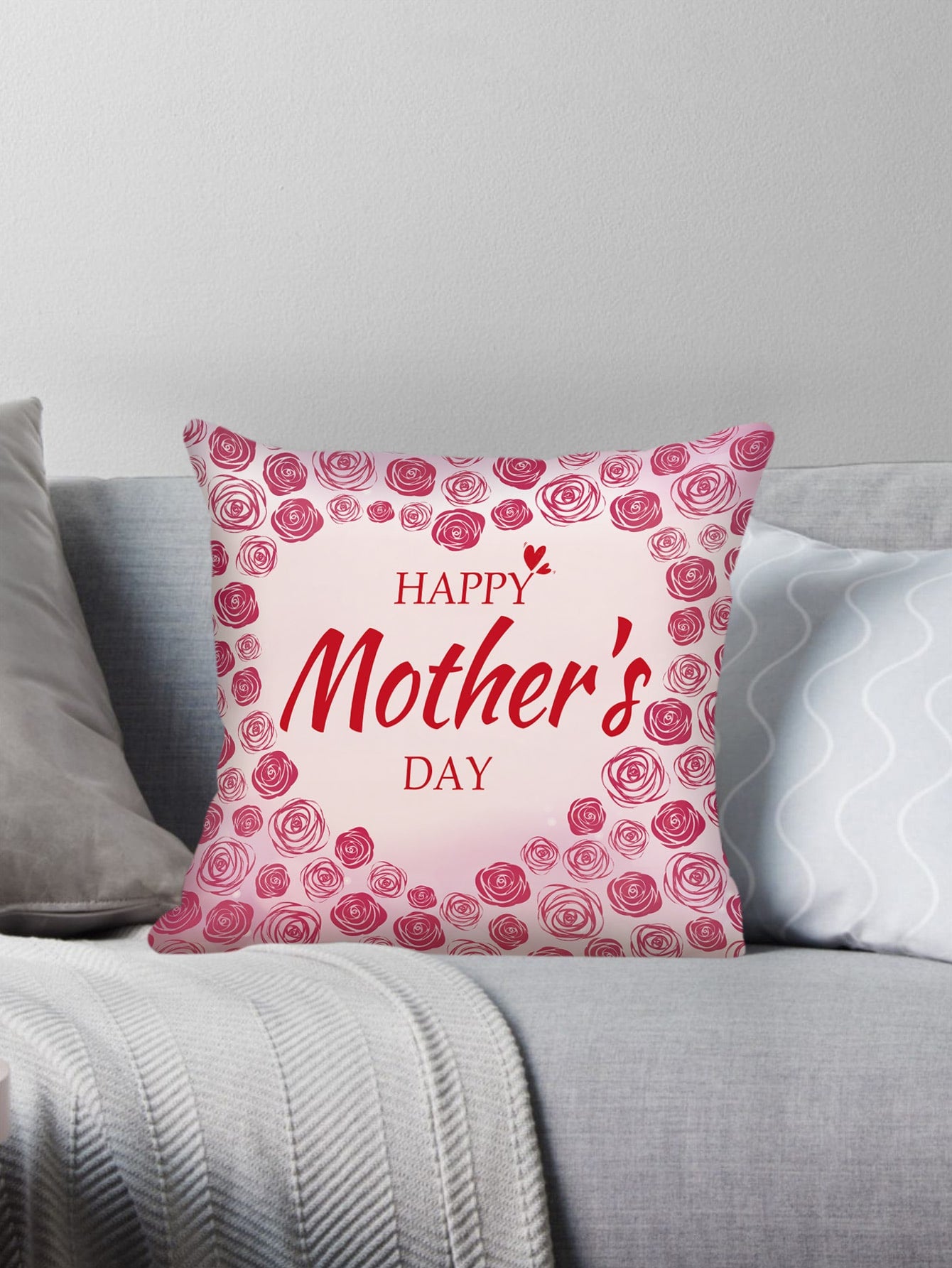 Mother's Day Flower Pattern Decorative Throw Pillow Case, Modern Flannelette Cushion Cover For Living Room, Home Decor, Mother's Day ShopOnlyDeal