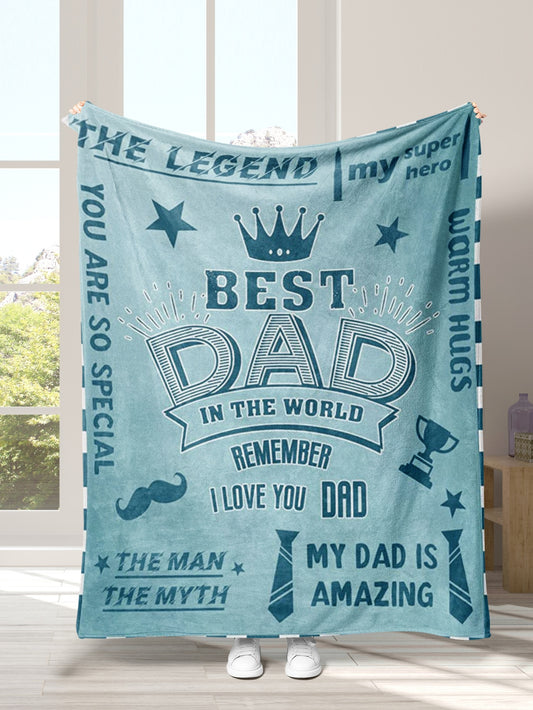 To My Dad  Blanket Slogan Graphic, Modern Fabric Soft & Warm Blanket For Living Room & Bedroom, Home Decor ShopOnlyDeal