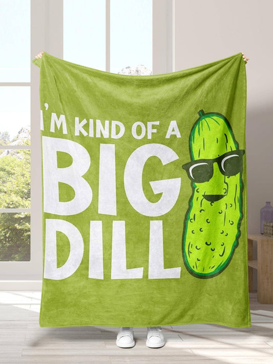 Pickles Slogan Graphic Blanket, Cartoon Fabric Soft & Warm Blanket For Living Room & Bedroom, Home Decor ShopOnlyDeal