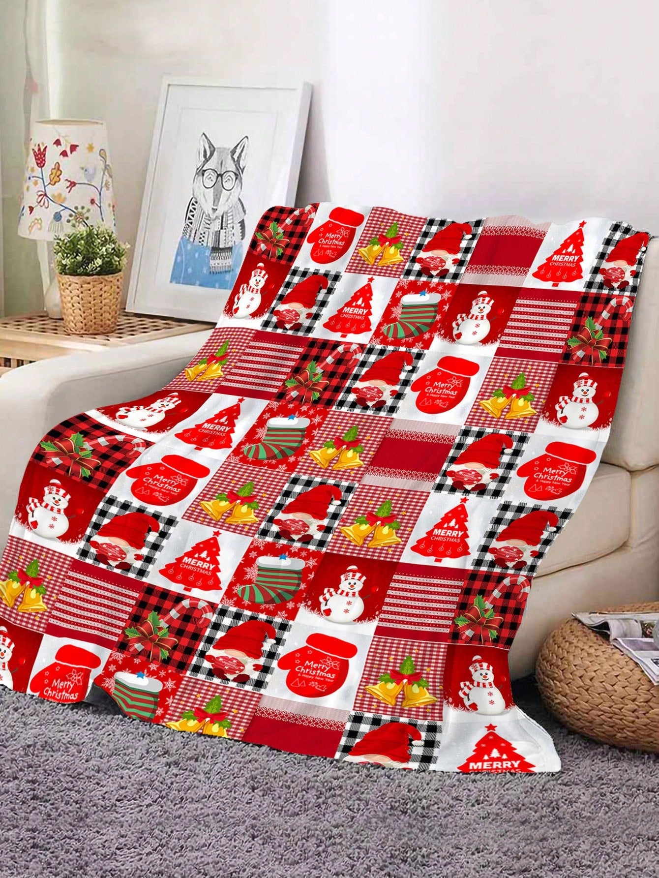 Christmas Super Soft Flannel Fleece Blanket With Personalized Christmas Design For Sofa, Bedroom, Gift, High-definition Printed Blanket, Suitable For Mom, Dad, Son, Daughter, Grandma, Grandpa, Multiple Sizes Available ShopOnlyDeal