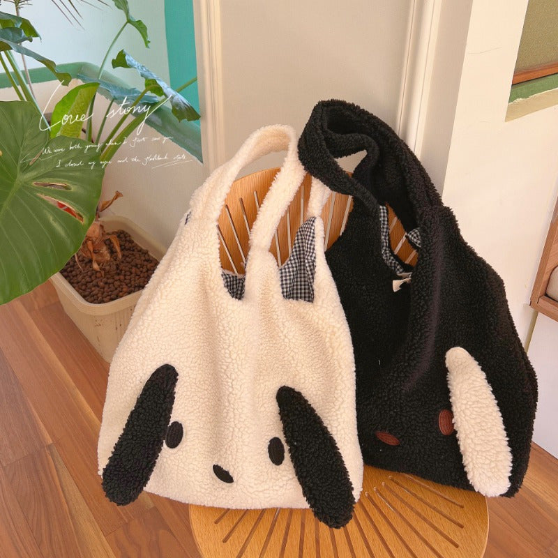 Kawaii Cute Pup Tote Bag, Lovely Fluffy Shoulder Bag, Women's Fashion Plush Handbag & Purse ShopOnlyDeal
